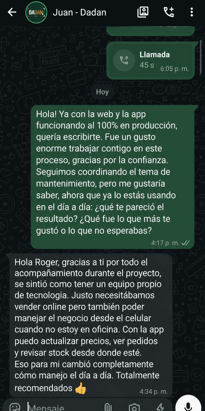 Testimonio de Empresa Dadan