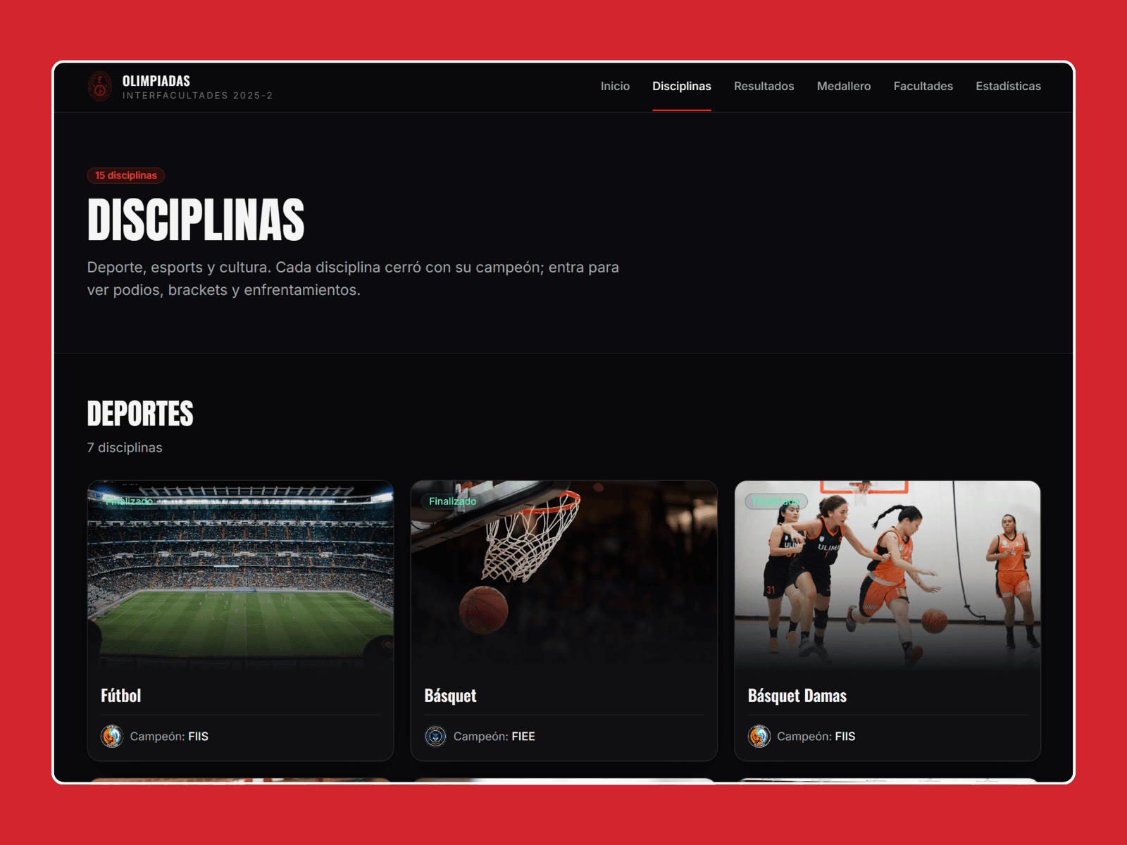 Olimpiadas UNI: una sola plataforma con resultados en tiempo real — imagen 1