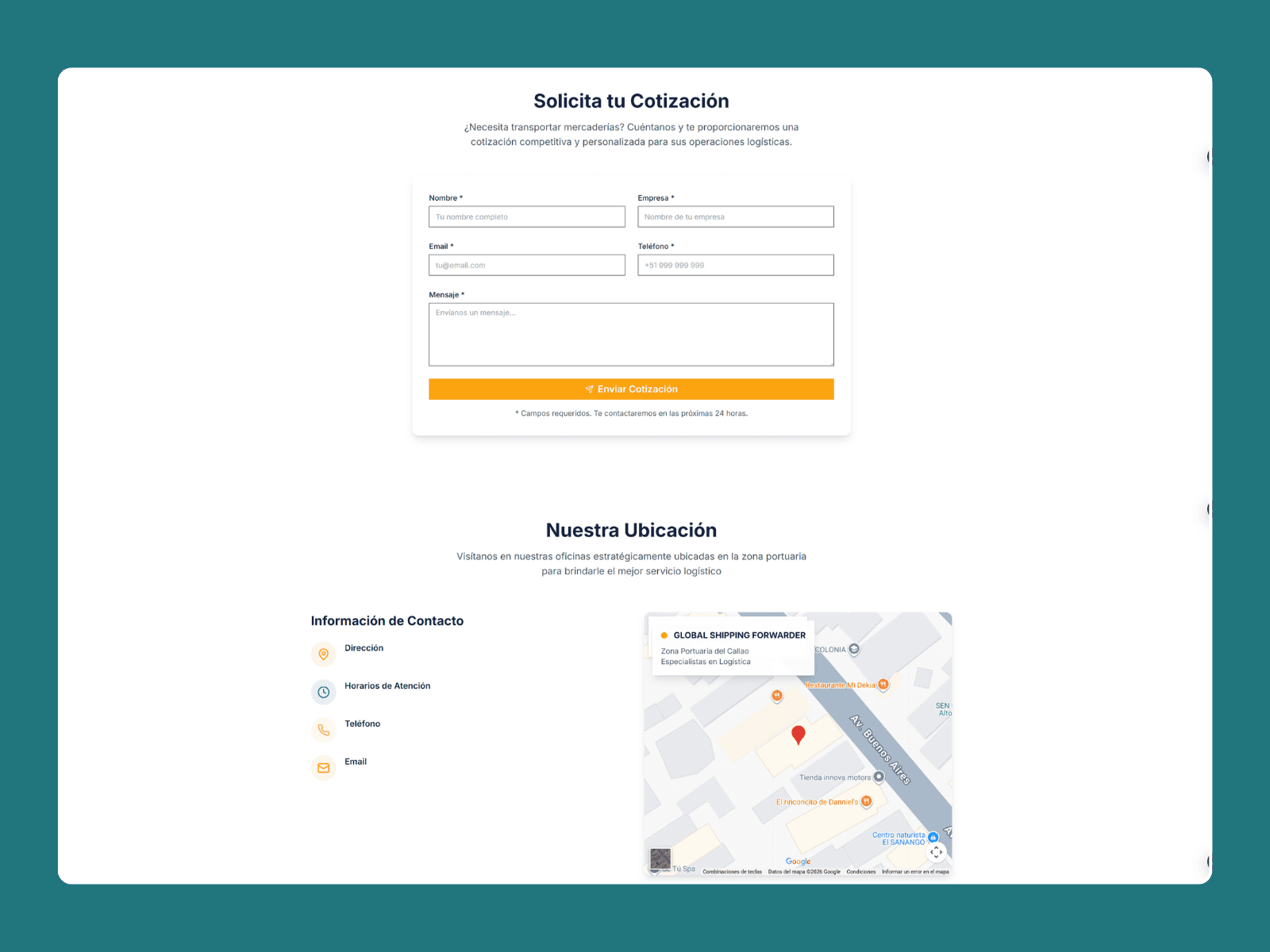 Web con tracking de pedidos para Global Shipping Forwarder — imagen 2