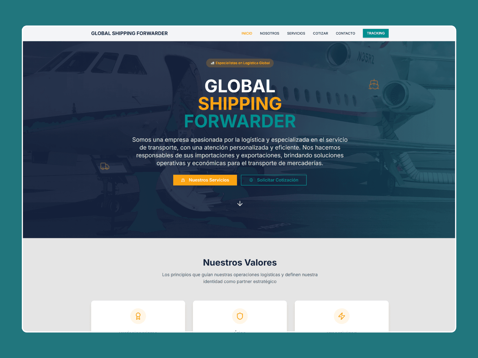Web con tracking de pedidos para Global Shipping Forwarder